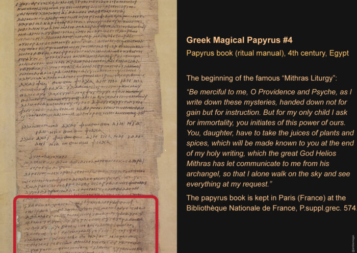 The “Great Paris Papyrus” or “Grand Papyrus Magique” (PGM IV), 4th century, 30,5 x 12 cm, Bibliothèque Nationale de France, P.suppl.grec. 574. Source: gallica.bnf.fr / BnF