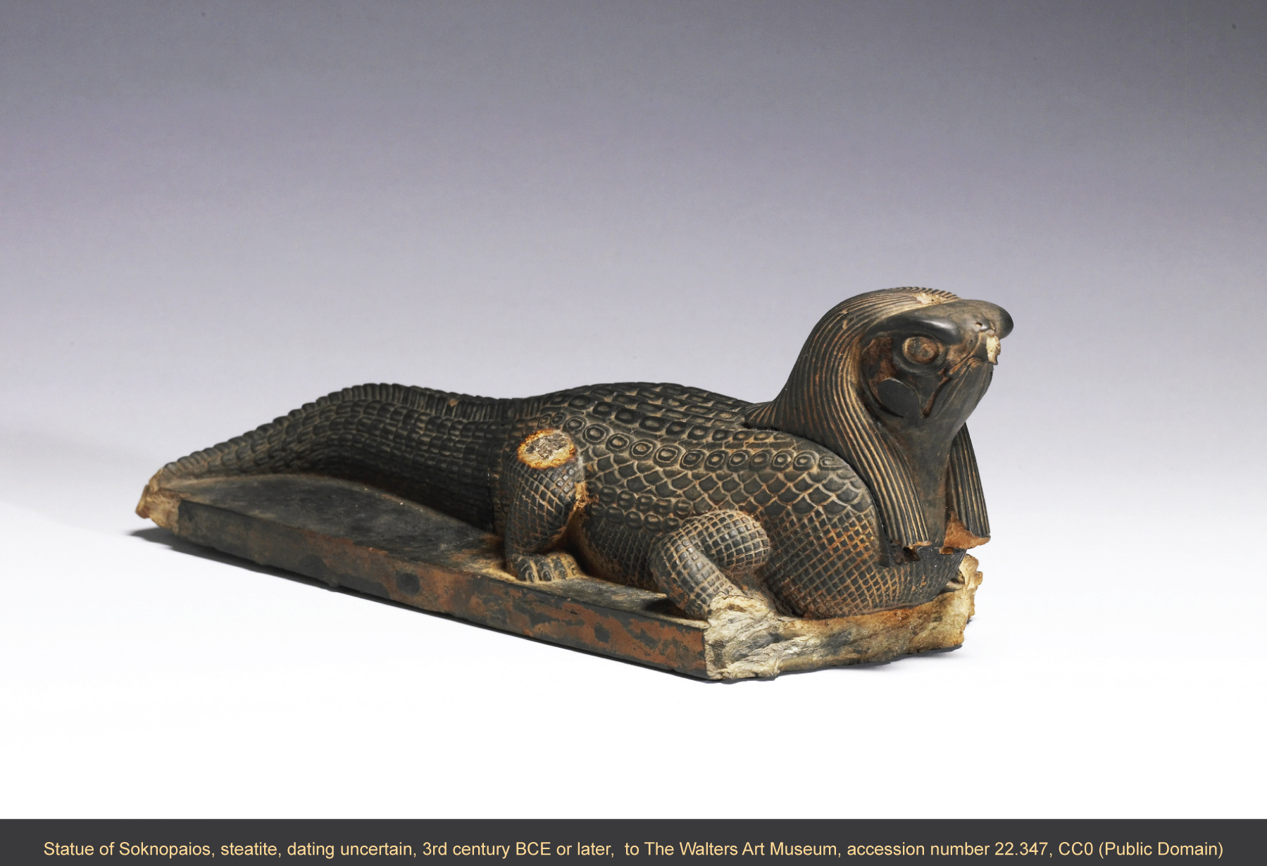 The ancient Egyptian crocodile god Soknopaios. The Walters Art Museum, accession number 22.347.